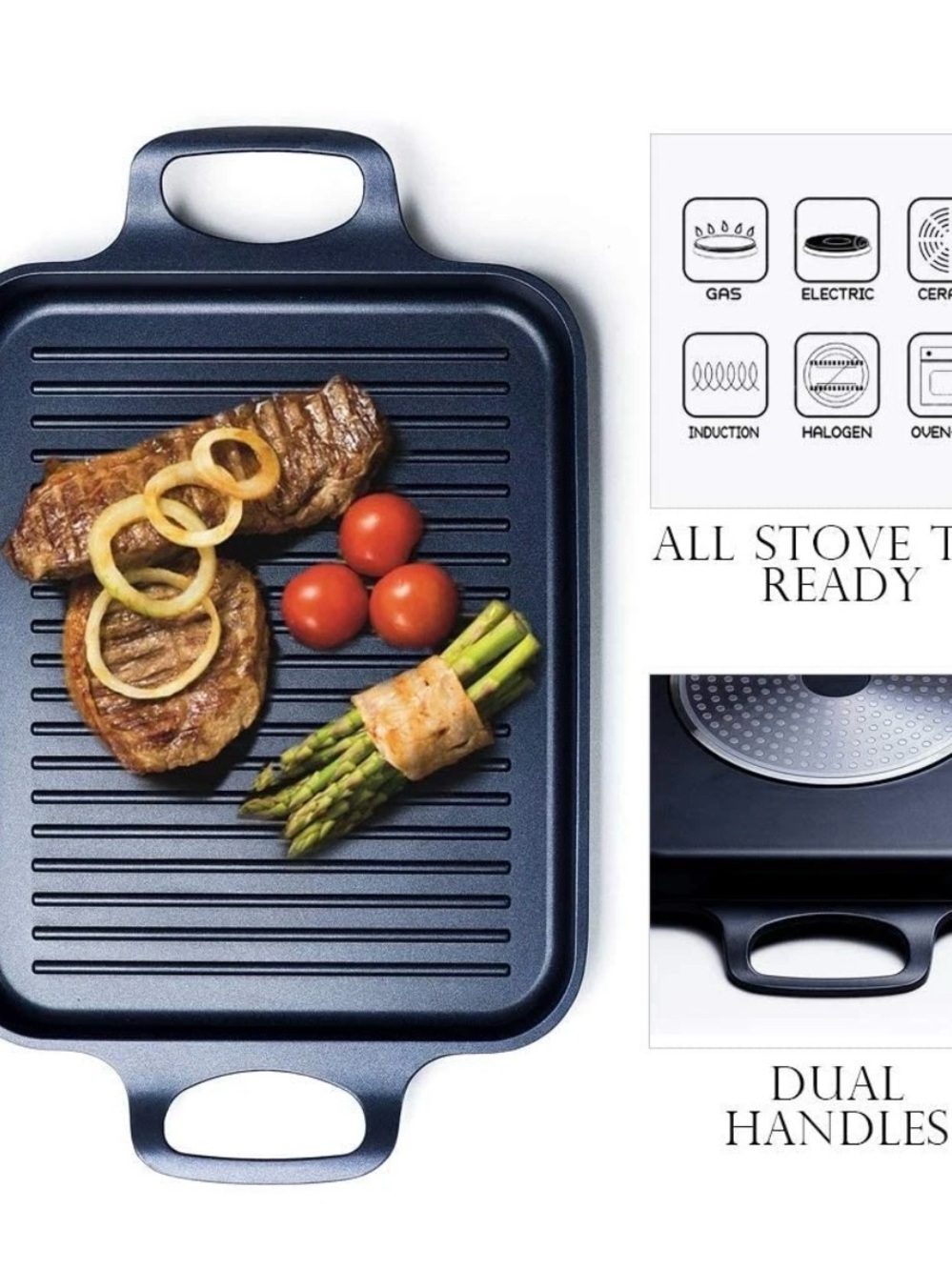 S-KITCHN Nonstick Grill Pan 13*10inch, for all stove tops